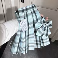 Мятный чай/весенне-летний школьный стиль jk клетчатая юбка студенческая юбка трапециевидной формы плиссированная юбка в консервативном стиле