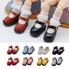 New 12-inch BJD Baby Shoes OB11 Toy Doll Leather Shoes Single Button Shiny Leather Shoes Genuine DOD Plain Body Accessories Shoes