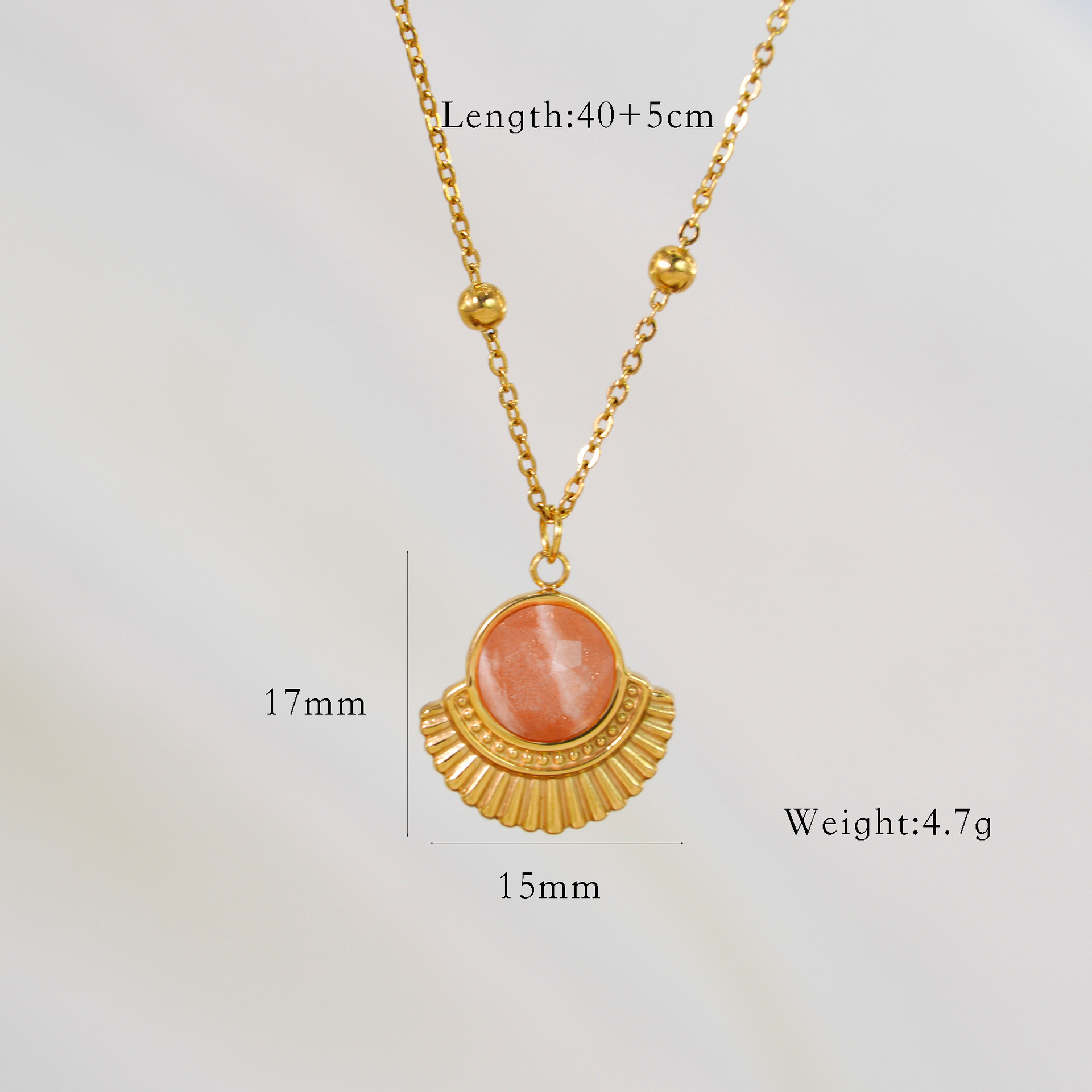 IG Style Casual Geometric Sector Moon Natural Stone Titanium Steel Natural Stone Pendant Necklace Necklace In Bulk display picture 9