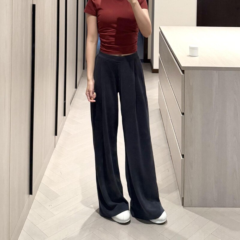 Lightweight Soft High-Waisted Wide-Leg Pants for Women, Lightweight Modal Sand-Washed Air-Layer Loose Sports Pants