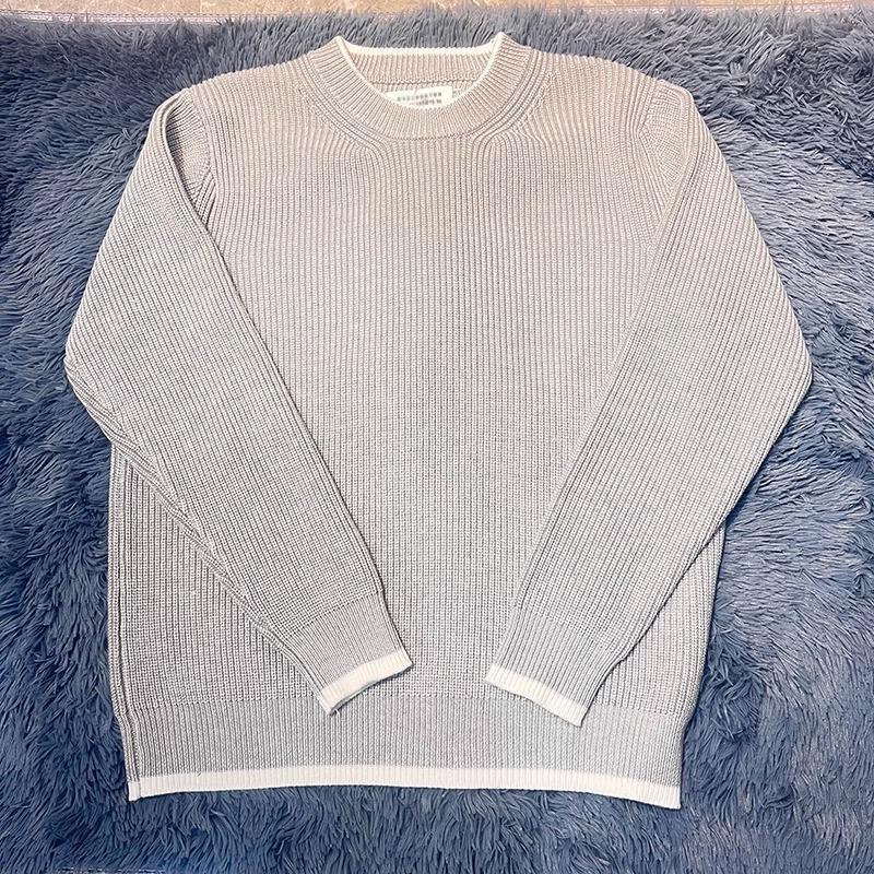 [Urban Light Luxury] Autumn and Winter Contrast Color Rib Collar Sweater Men's Long Sleeve Sweater Warm Anti-Pilling Top