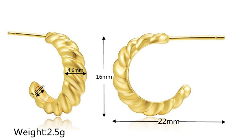 Retro C-shaped Twist Copper Earrings Wholesale Nihaojewelry display picture 10