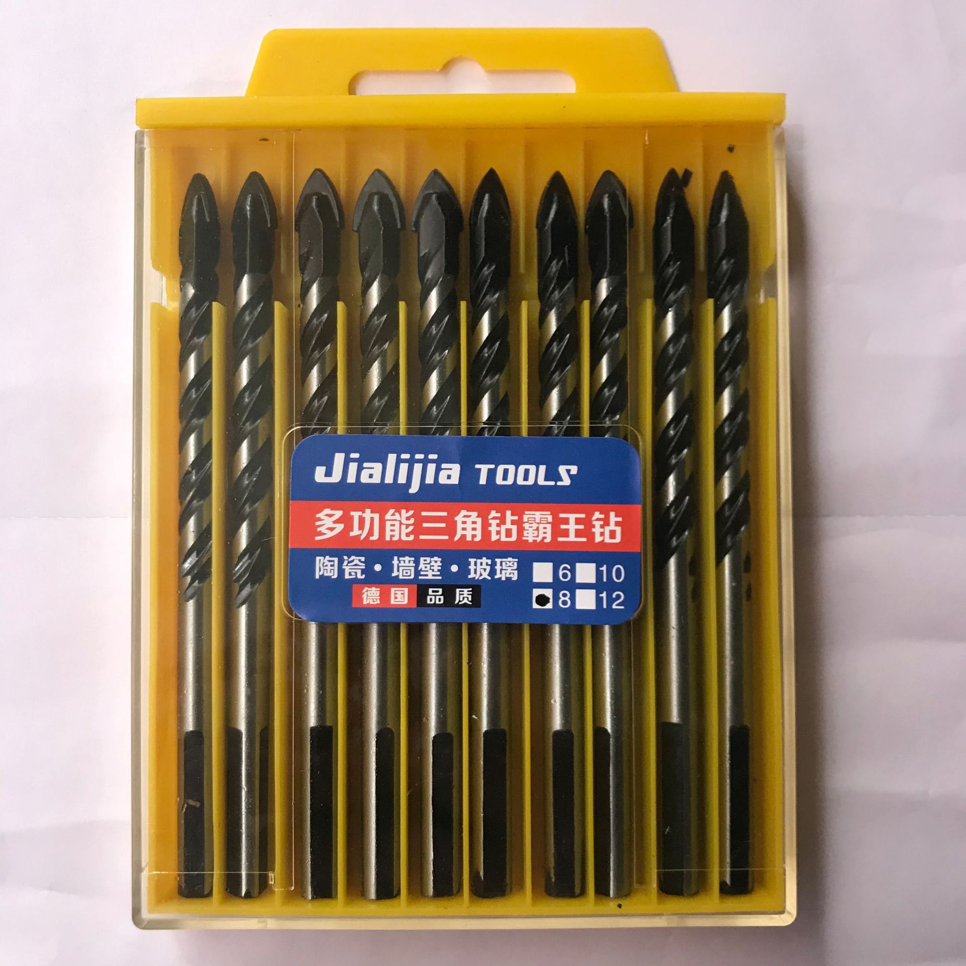 Fabricante de fuente taladro de aleación taladro de triángulo de cerámica de vidrio pared Overlord taladro alemán de cuatro cuchillas taladro cruzado