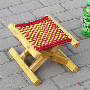Folding Stool, Portable Solid Wood Stool for Adults, Ultra-Low Household Small Stool, Outdoor