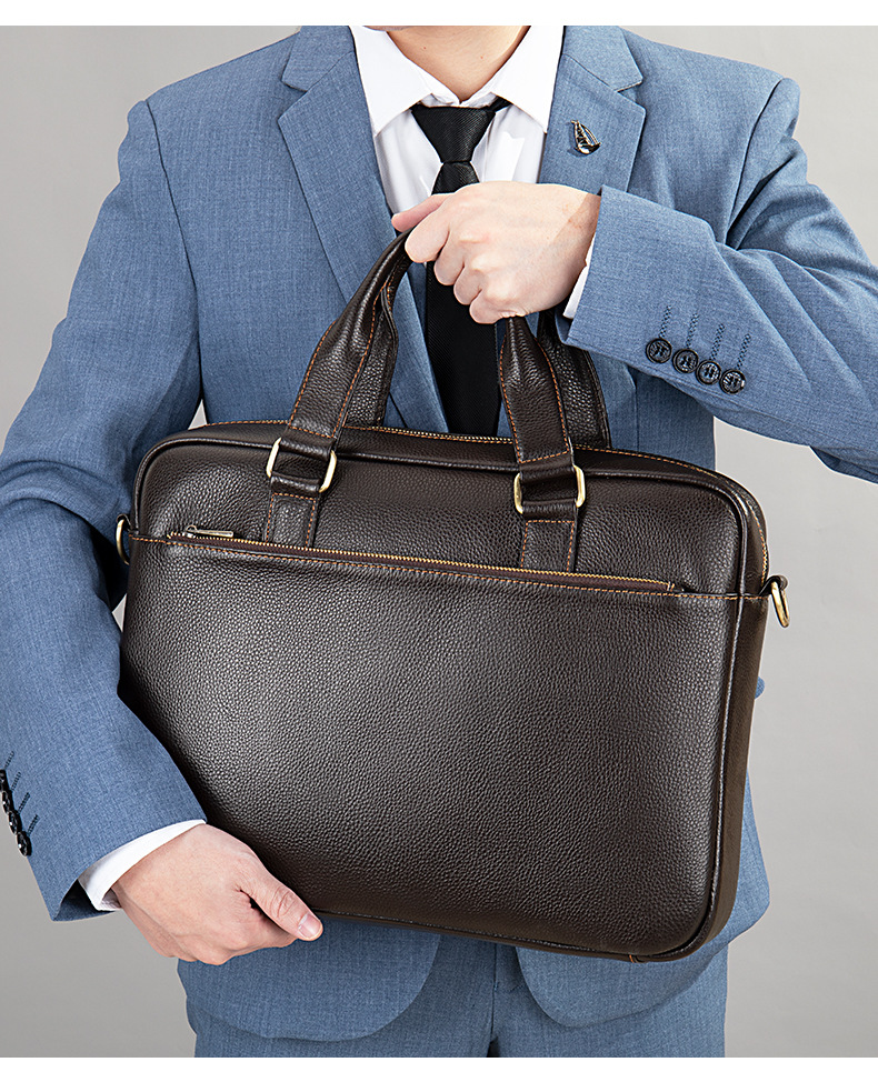 Premium Leather Briefcase For Men Large Laptop Business Handbag_voghion.com