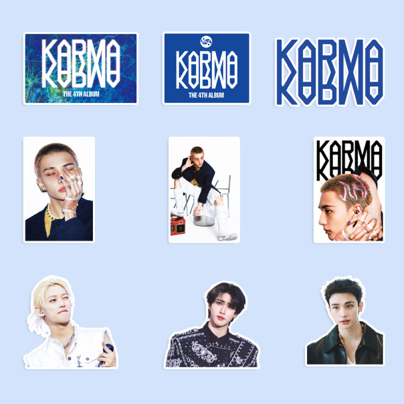 现货 KPOP 91pcs SK新专辑KARMA真人大头贴男团STRAY涂鸦装饰贴纸|undefined