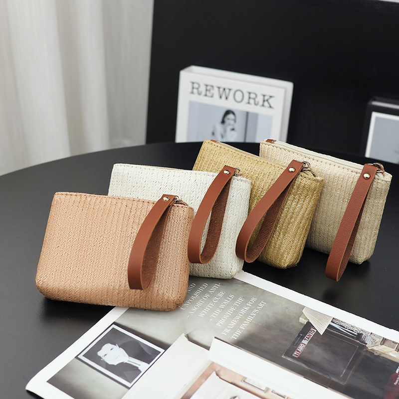 Summer Straw Coin Purse 2025 New Mini Solid Color Portable Coin Purse Cross-border Hot Card Coin Bag Summer Straw Coin Purse 2025 New Mini Solid Color Portable Coin Purse Cross-border Hot Card Coin Bag