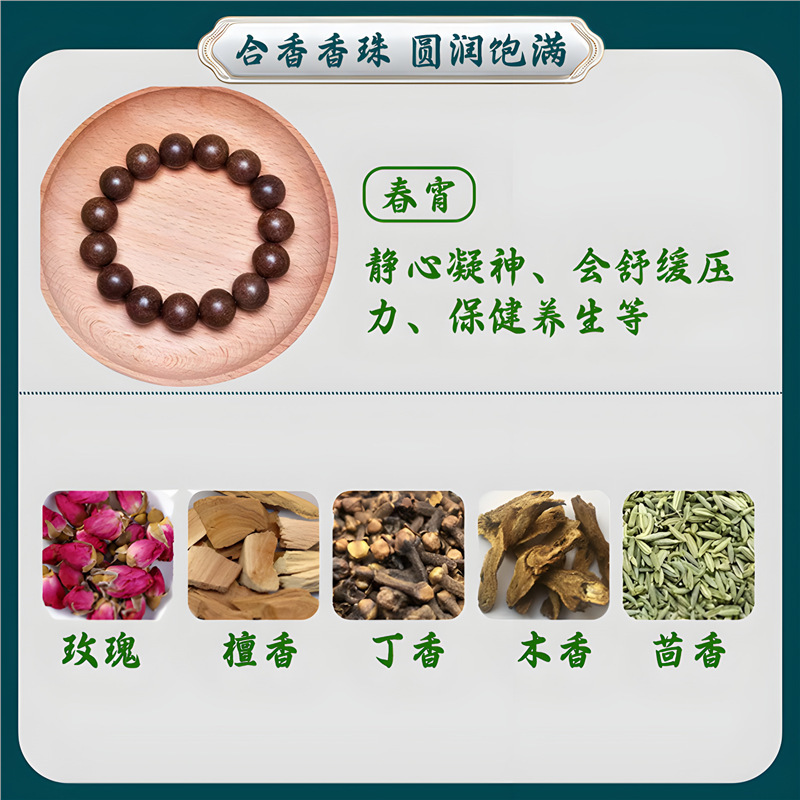 無形文化遺産ブレスレット、天然香ビーズ、手作り古代薬用香、長持ちする気分安定ブレスレット、男の子と女の子向けのブレスレット|undefined