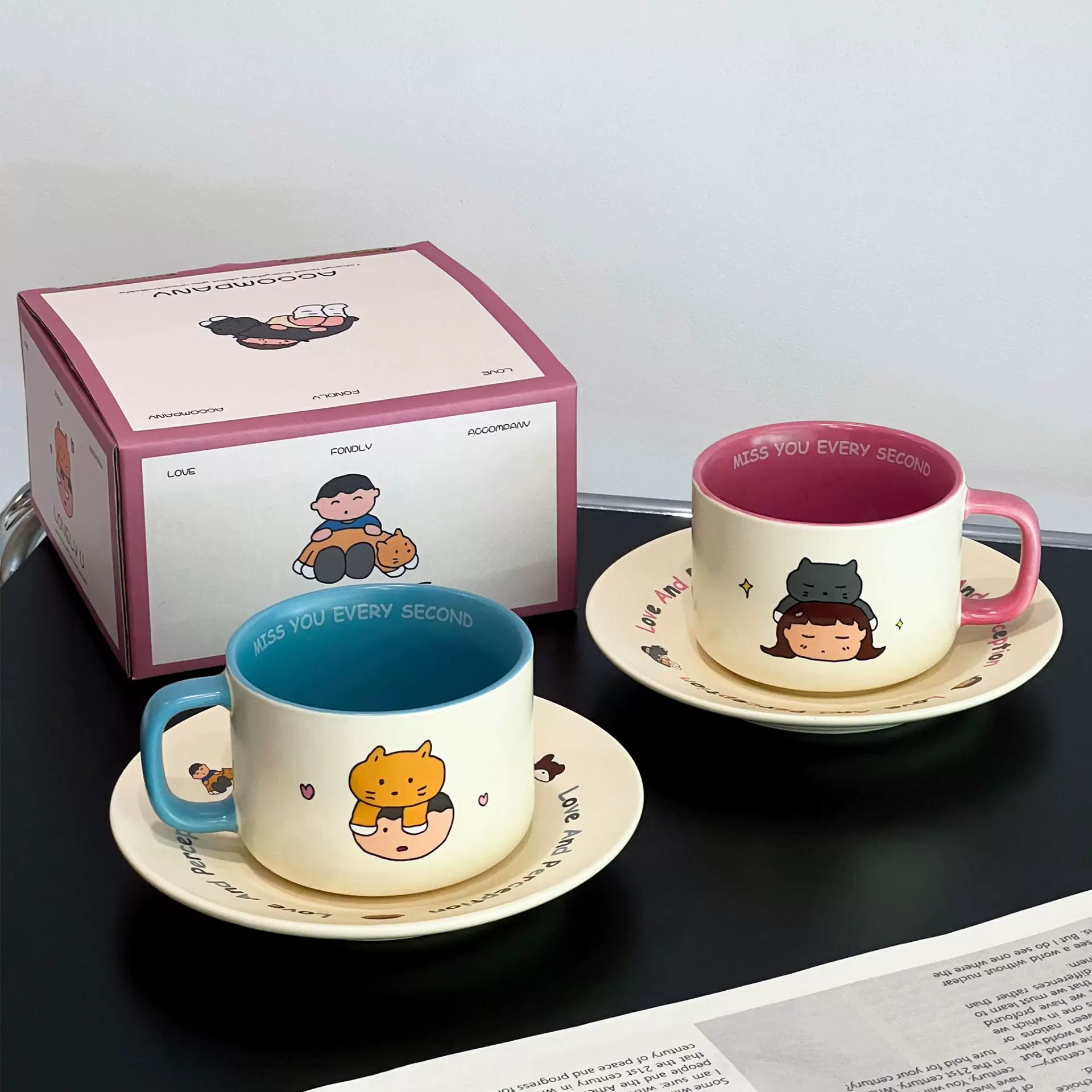 咖啡杯碟套装下午茶拿铁杯子礼盒装送女生生日礼物伴手礼品咖啡杯