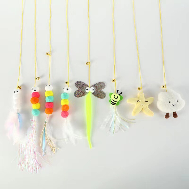 Hanging Teaser Wand with Caterpillar and Feather Interactive Toy for Kittens, Self-Entertainment and Boredom Relief Cat Pet Supplies Wholesale for Kittens