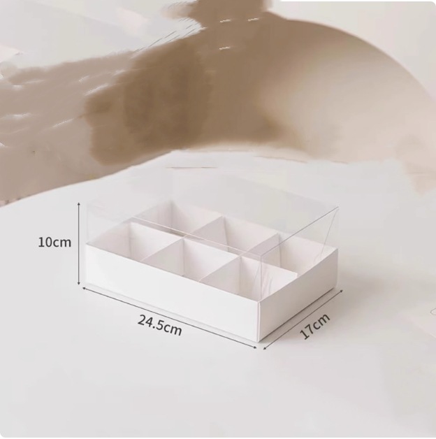 Para llevar olla caliente Jiugongge mayor caja de postre transparente té de la tarde caja de pastel de Luna yema de huevo caja de embalaje crujiente Pequeño Libro Rojo Push