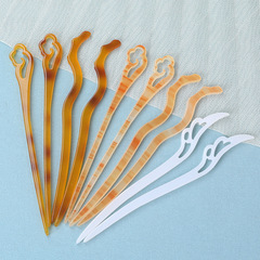 Acetic acid hairpin in ancient style, simple and modern hairpin for updo, plain hairpin imitating jade hairpin, qipao head accessory, Hanfu hair accessory for women