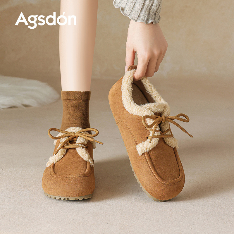 Zapatos de botas de nieve de algodón y algodón de Auge Lion Dengjia 2025 nuevo otoño invierno con suela gruesa casual de un pie