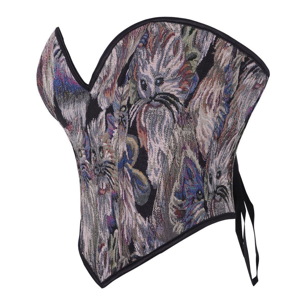 Corte de moda europea y americana vestido de plástico impresión de gato vestido pequeño chaleco de pecho sin cinturón de hombro vestido de cuerpo