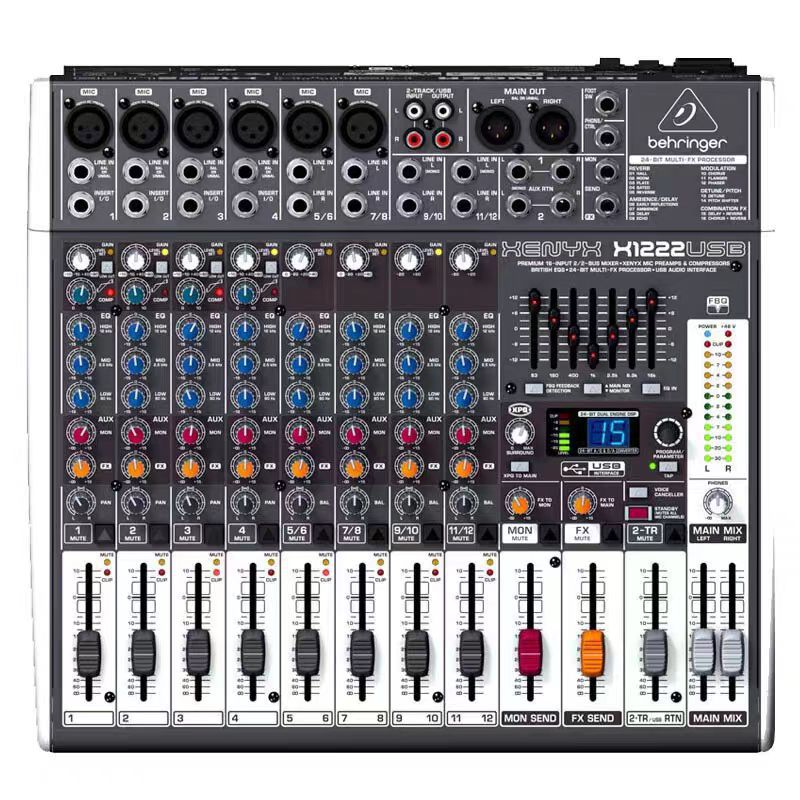 BEHRINGER/百灵达QX1222USB直播K歌专业效果12路小型调音台带声卡