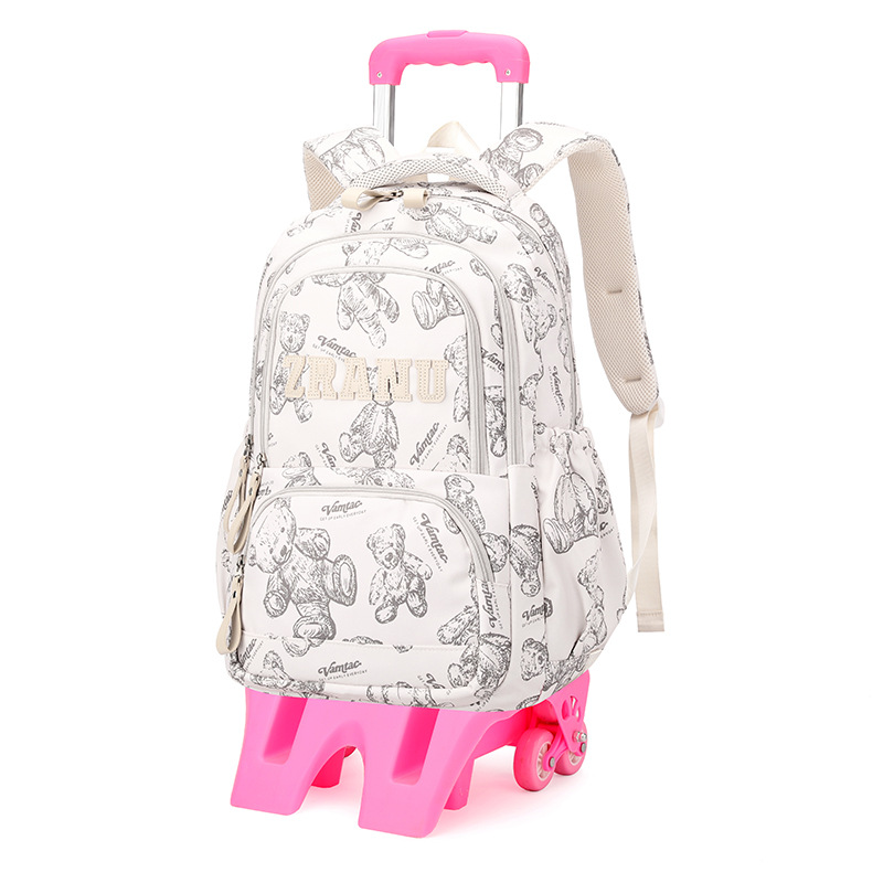 Mochila de pescado natural de alta capacidad para la escuela secundaria, buena bolsa de tirón para reducir la carga, fácil de arrastrar bolsa para subir escaleras