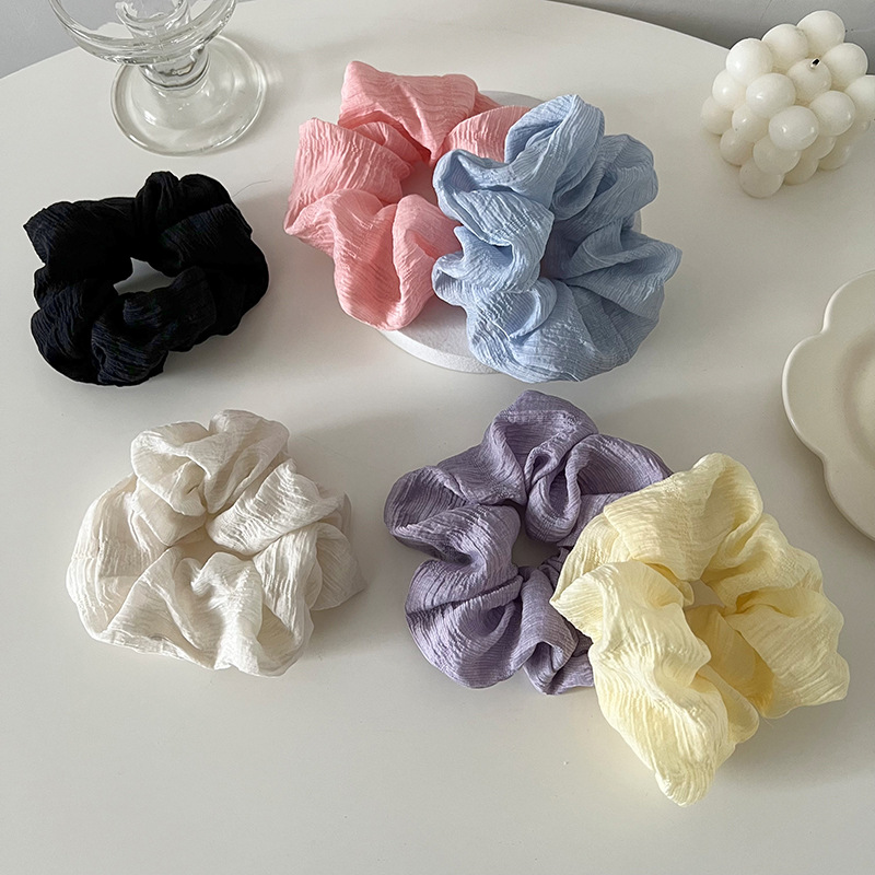 Frühlingsfarbe zartes Mädchen Herz Dickdarm Haarring vielseitig plissiert neue Haarseil Haarschmuck einfacher Pferdeschwanz Haarring_voghion.com