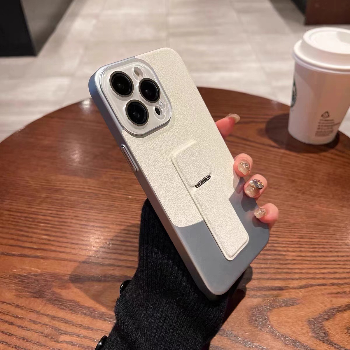 Película de lente de soporte de costura de patrón de lichi plateado blanco js3