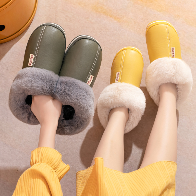 Papuci noi din bumbac PU, pachet complet, cu talpă groasă antiderapantă pentru bărbați și femei, pentru uz casnic, pentru interior_voghion.com