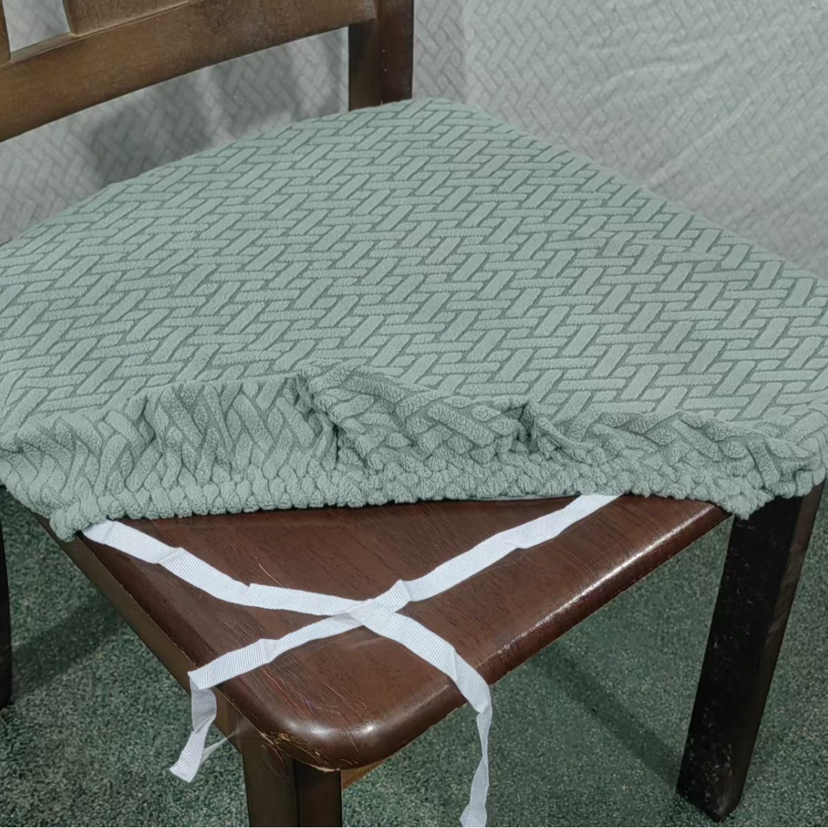 Long lattice pine green seat cover
