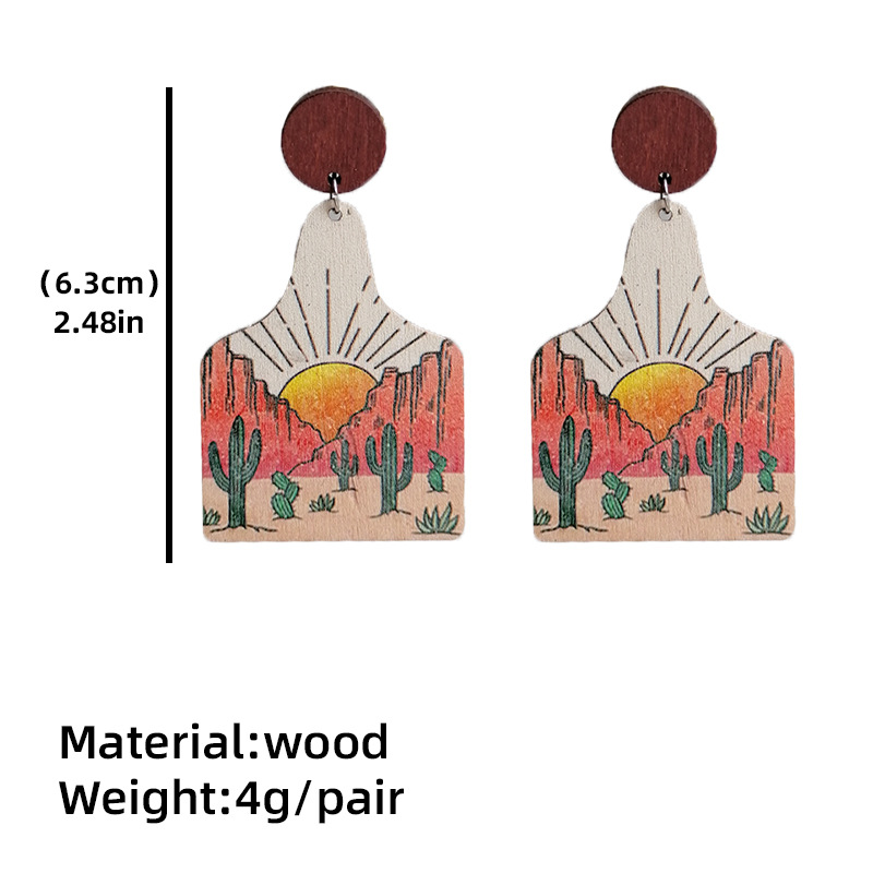 Bohemian Landscape Wood Women's Drop Earrings display picture 1