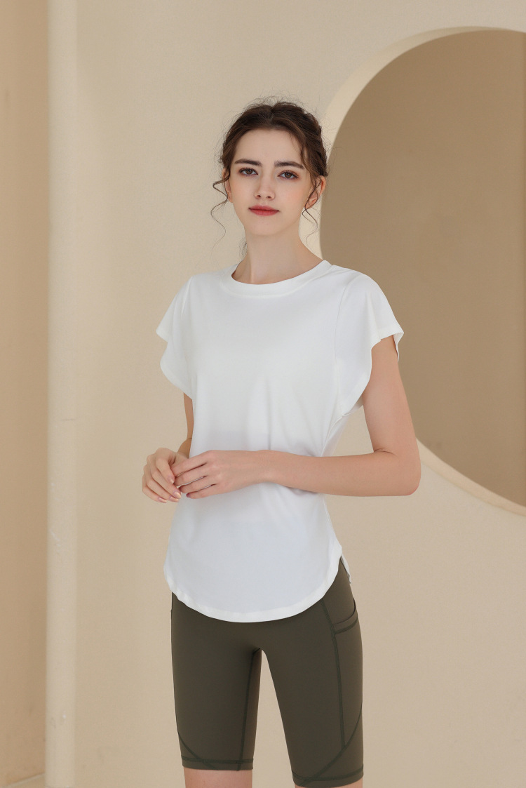 New Snowflake Cotton Breathable Sports Top Women's Short Sleeve T-shirt Running Training Cover Up Slimming Fitness Yoga_voghion.com