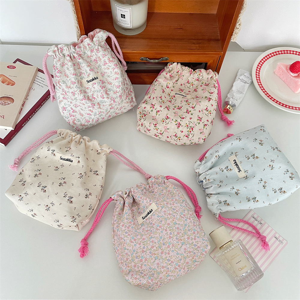 57102 Korean Floral Cosmetics Bag Portable Cosmetics Cosmetics Bag Travel Coin Sundry Cosmetics Bag