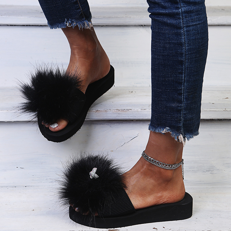 female imitation fox fur flip-flop nihaostyles clothing wholesale NSKJX71202