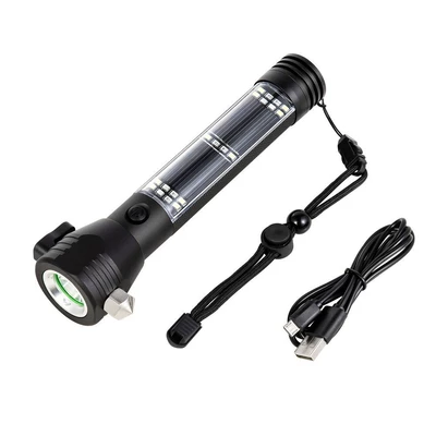 High-Intensity Flashlight for Outdoor Use, UV fənərlər - gs-9036-with-solar-panel-and-built-in-battery