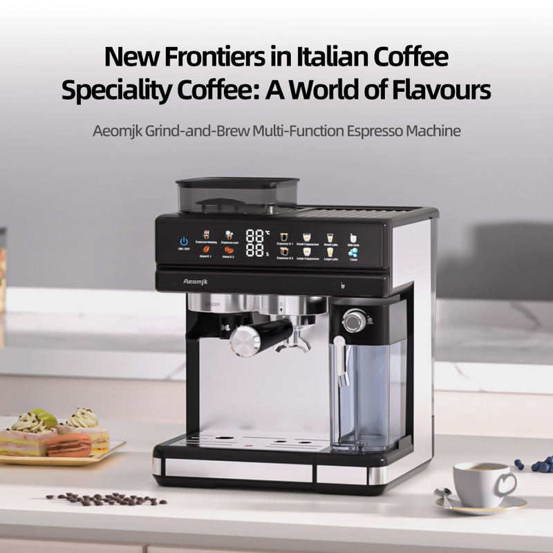 Aeomjk European Standard Italian-Style Temperature-Controlled Semi-Automatic Bean Grinding High-Pressure Extraction Espresso Machine with Integrated Automatic Milk Frother Aeomjk European Standard Italian-Style Temperature-Controlled Semi-Automatic Bean Grinding High-Pressure Extraction Espresso Machine with Integrated Automatic Milk Frother