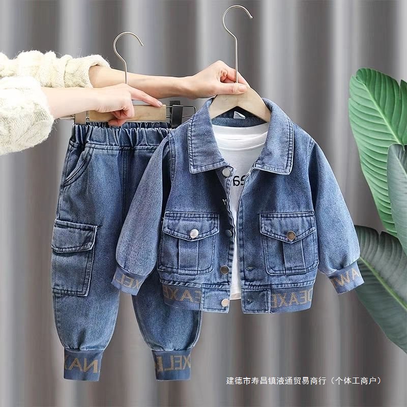 Denim spring demi-season children's men's set for boys