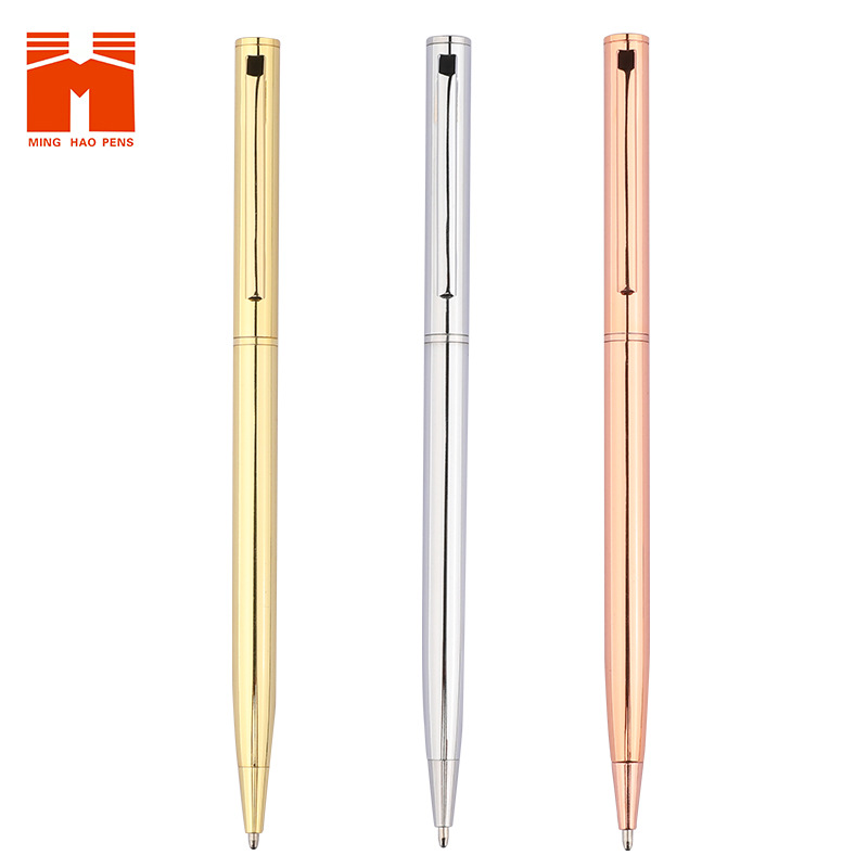 Small Gao Shi Round Ballpoint Pen Copper Part Metal Gift Pen Gold Silver Rose Gold Business Advertising Pen