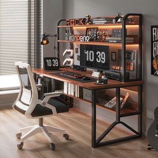 Desk Desktop Computer Desk Bookshelf Integrated Table Simple Bedroom Student Learning Writing Table Home Desk