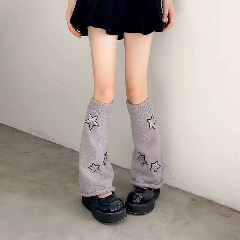星星针织堆堆袜小腿袜白色腿套亚文化袜套辣妹显瘦ins风美腿袜套|undefined