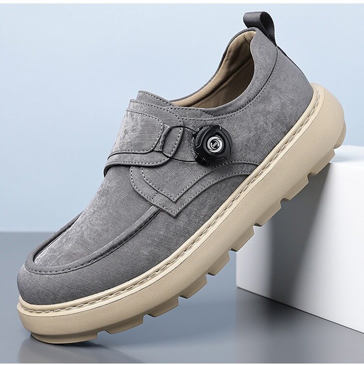 Giày thể thao nam sneaker lưới thoáng khí khóa xoay đế dày — Màu kaki, màu xám, màu đen chi tiết 14
