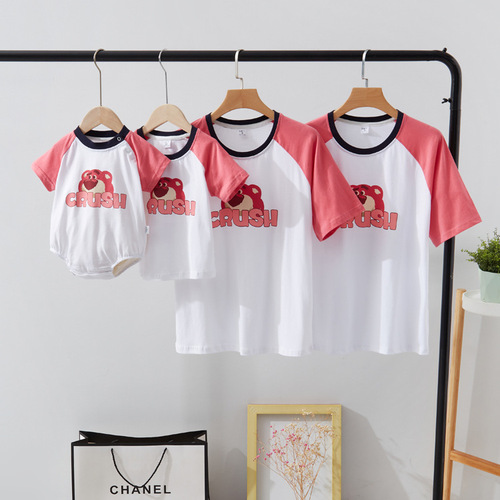 Parent-child summer clothing, short-sleeved T-shirts, whole family mother-in-law, mother-in-law and baby clothes, family of three, four, hundred-day baby photo