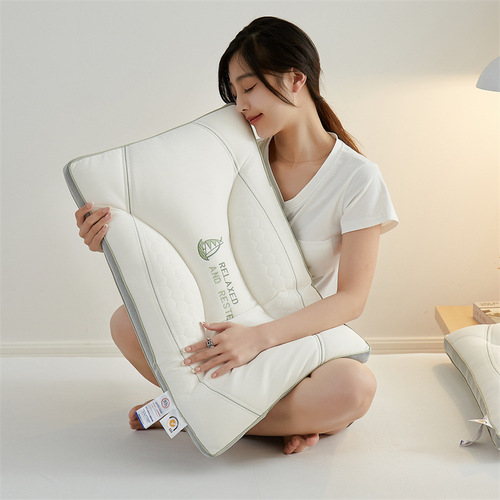Cotton pillow core, quilted feather velvet three-dimensional pillow, embroidered latex pillow, high-end washable cotton hotel pillow wholesale