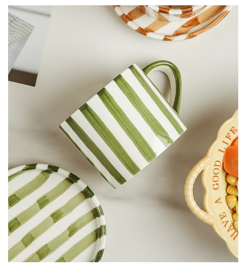 350g Weight plate, Water Bottles Kitchen and drinking utensils 1 Piece, 1 Set Quantity Home, Daily Occasion Casual Cute Stripe Ceramics Plate Water Bottles 1 Piece 1 Set