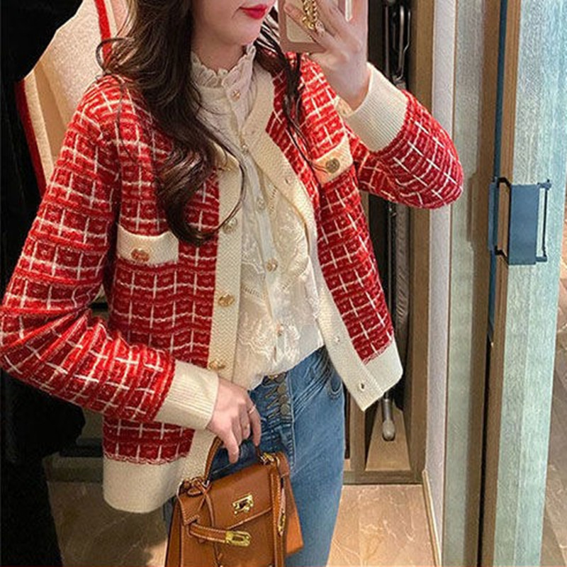 Chanel-Style Cardigan Sweater for Women, Spring and Autumn 2026 New Model, Round Neck, Elegant and Fashionable Loose Knit Jacket, Trendy Women's Clothing Chanel-Style Cardigan Sweater for Women, Spring and Autumn 2026 New Model, Round Neck, Elegant and Fashionable Loose Knit Jacket, Trendy Women's Clothing
