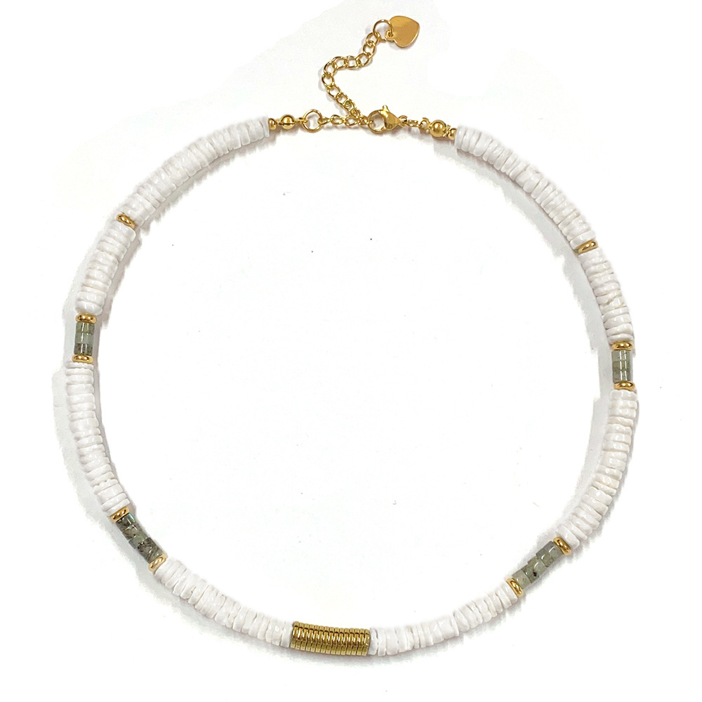 100g Weight Necklace Classification Titanium Steel Chain Material 20 PCS/Package Quantity Holiday, Travel, Daily Occasion Beaded, natural stone, Titanium Steel Material Geometric Pattern Women's Gender Beaded Design Casual, Marine Style Style Casual Marine Style Geometric Beaded Natural Stone Titanium Steel Necklace In Bulk 4