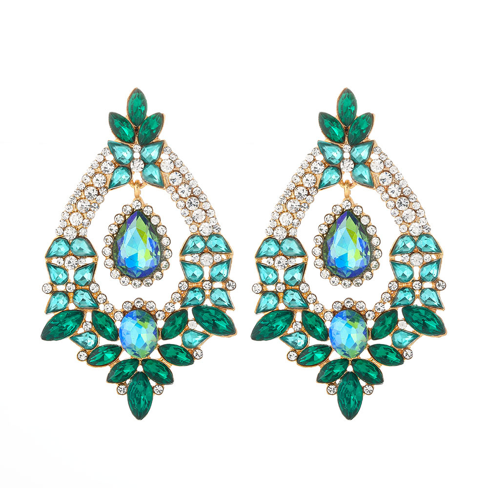 Boucles D&#39;oreilles Géométriques En Alliage De Diamants Couleur Mode display picture 4