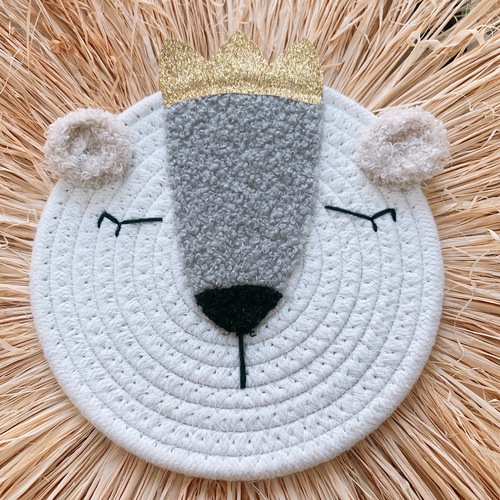 ins decoration Nordic style home children's room decoration pendant raffia woven tiger lion hanging wall decoration