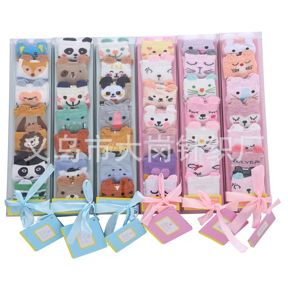 跨境动物立体星期儿童袜子 外贸卡通可爱透气吸汗宝宝袜子