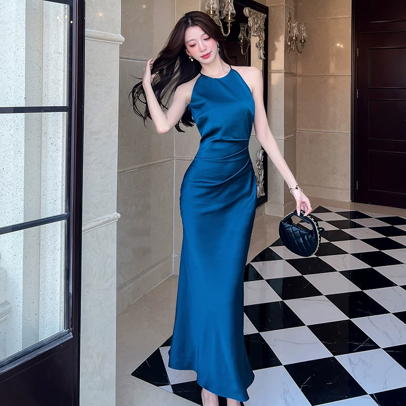 Длинная юбка на французских подтяжках, новое стильное женское платье без рукавов, летняя элитная мода, утягивание талии