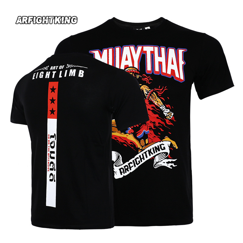 MMA Brazil Jiu-Jitsu Sports T-Shirt Elastic Tight Breathable UFC Thai Boxing Training Fighting Short Sleeve Custom