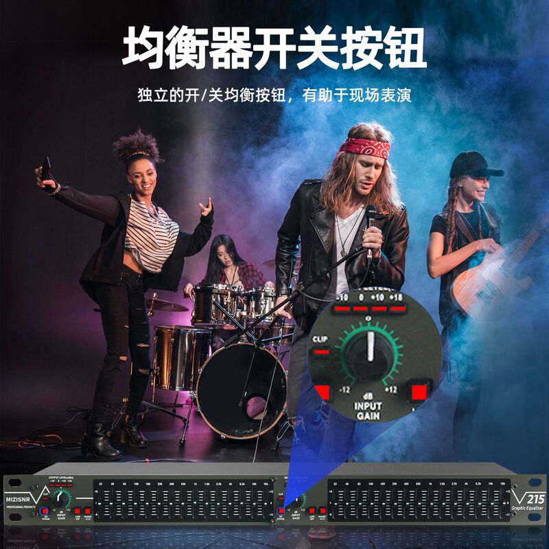 プロフェッショナルデュアル15バンドイコライザーホームミーティングパフォーマンスバー高音、中音、低音EQチューナーノイズリダクションデジタルイコライザー|undefined