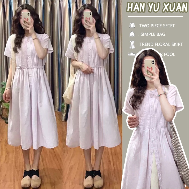 Pregnant Women's French-Style Korean-Style Purple Shirt Dress, Summer 2026 New Model, Beautiful and Stunning Long Dress Pregnant Women's French-Style Korean-Style Purple Shirt Dress, Summer 2026 New Model, Beautiful and Stunning Long Dress