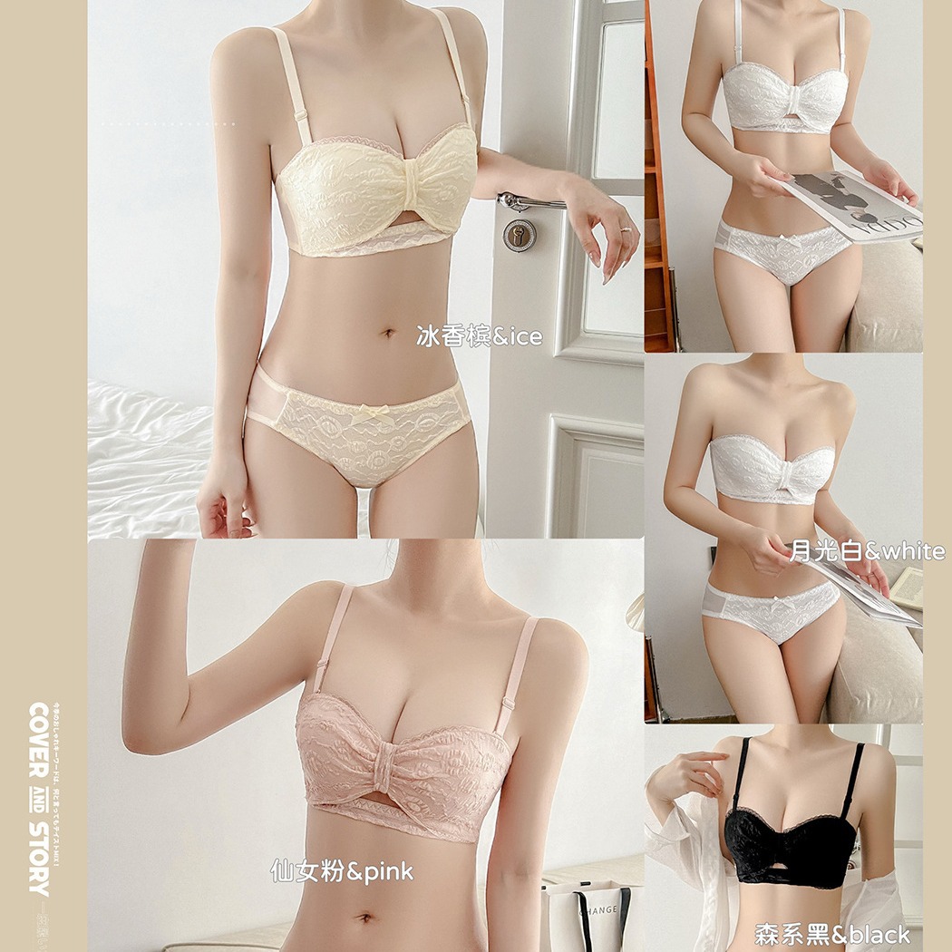 Venta directa de fábrica comercio electrónico transfronterizo sudeste asiático Vietnam Tailandia damas burbujas encaje sin tirantes sujetador lateral fruncido