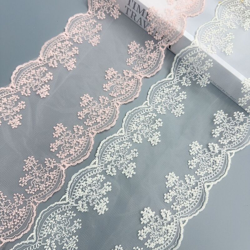 Spot 16cm Bilateral Symmetrical Milk Silk Mesh Embroider Lace Bow Hair Accessories Large Intestine Hair Ring Accessories