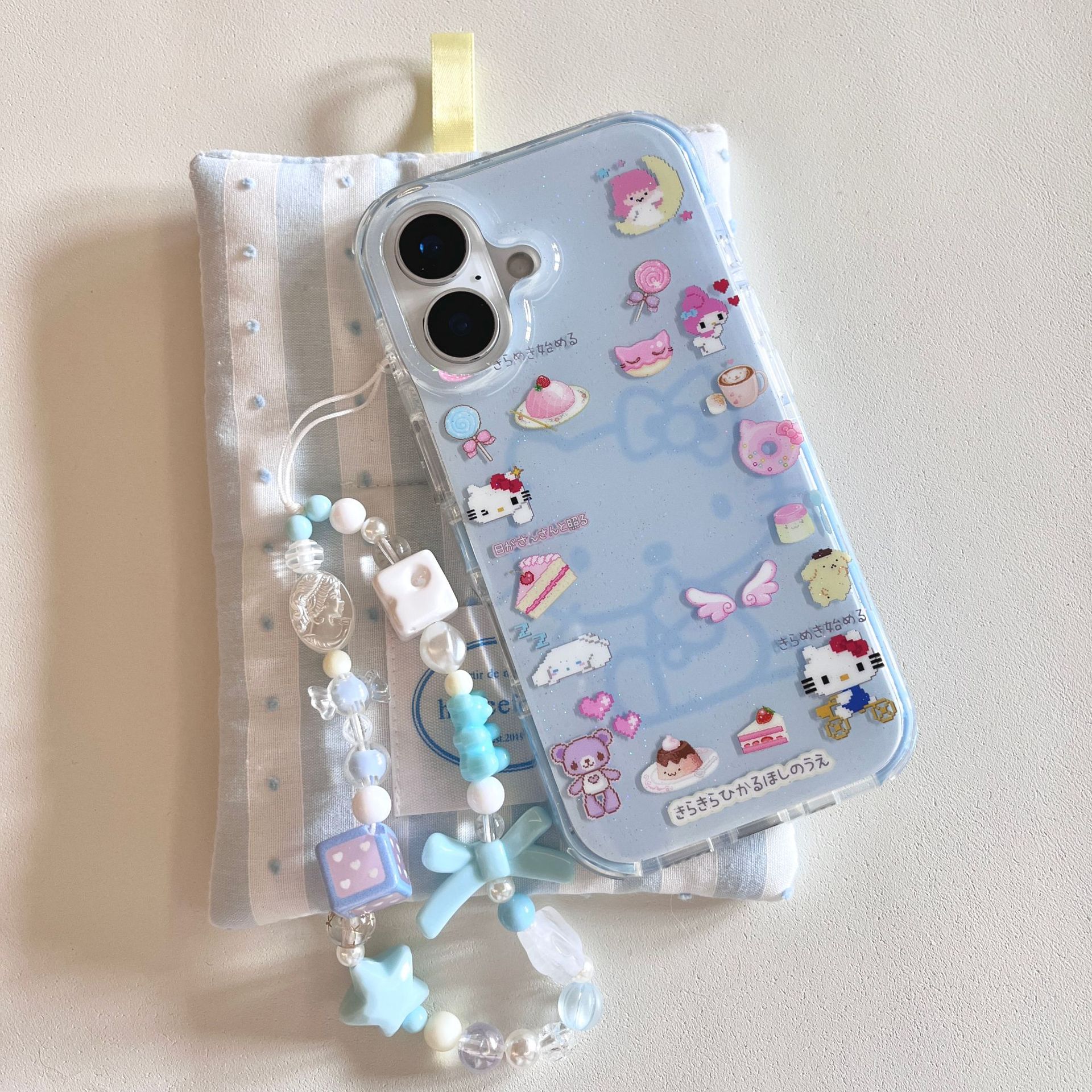 Linda ilustración de gato de brillo KT para Apple 16 funda para teléfono móvil 15ProMax cadena 14Pro femenino 13 nuevo 16Pro